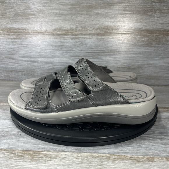 Orthofeet Women's Sahara 972 Orthopedic Gray Slide Sandals Size 7.5 - Picture 1 of 8